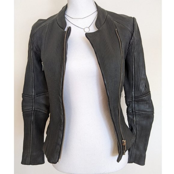 MAJE 'Knight' Leather Jacket size 36 - Picture 5 of 6